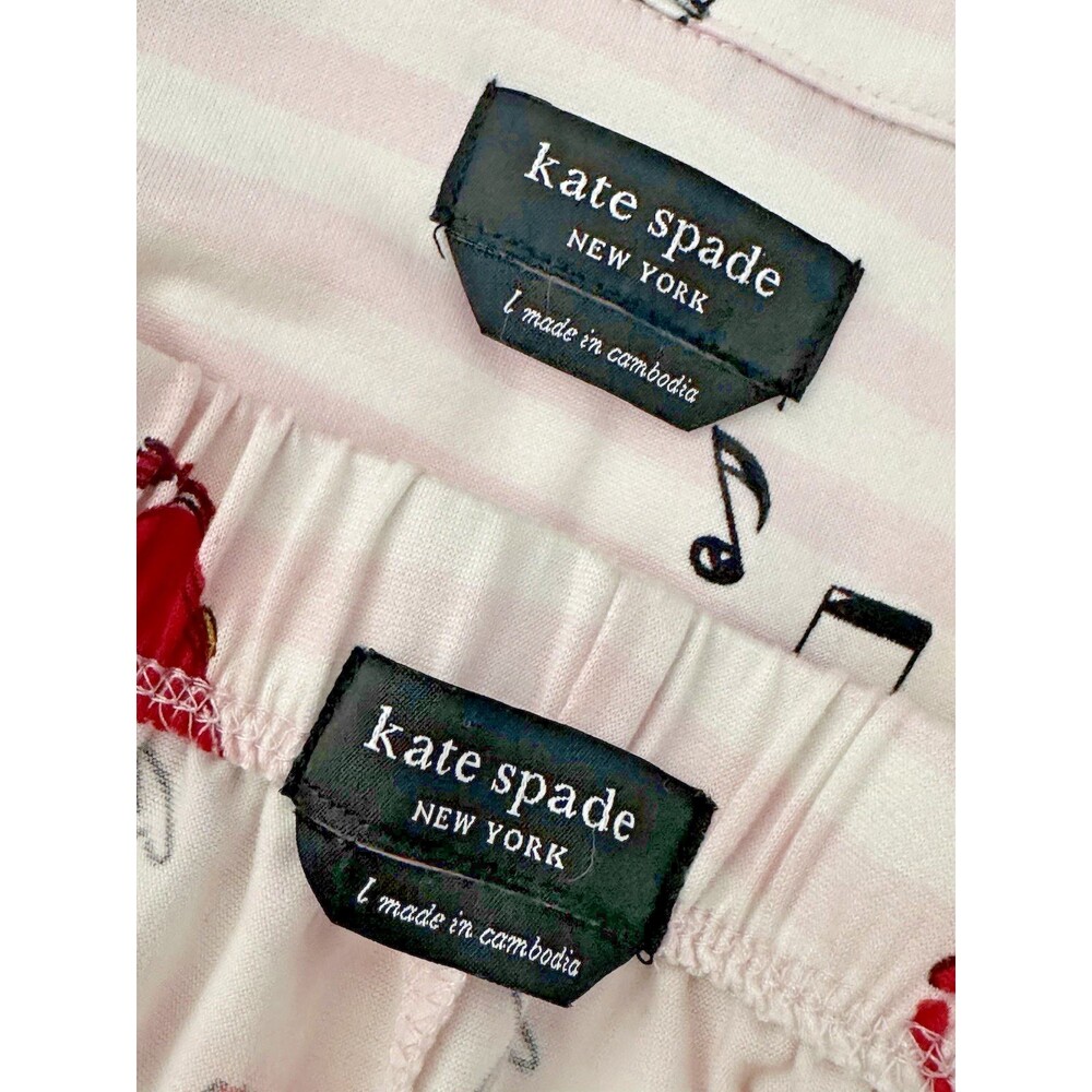 NWT Kate Spade Christmas PJ Pajama Pant 2pc Set Sz Large Long Sleeve Women Pink - Picture 7 of 10